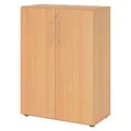 bümö Aktenschrank abschließbar, Büroschrank Holz 80cm breit in Buche - abschließbarer Schrank mit Aktenregal für's Büro & Arbeitszimmer, Büro Möbel Ordnerschrank mit Schloss