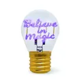 Legami - Glühbirnenförmige Tischlampe, wiederaufladbar mit USB Kabel, kabellos, Glühbirnen Fiktion, Believe in Magic Thema, 6,8 x 10,3 cm