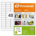 Printation Folienetiketten 45,7 x 21,2 mm kristallklar transparent - 1200 Aufkleber/Sticker glasklar 45,7x21,24/25 Blatt DIN A4-48 Klebeetiketten selbstklebend mit Laser Drucker bedruckbar pro Blatt