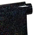 FORBELL Glitzer Plotterfolie Textil, Transferfolie Textil Schwarz, Galaxie Heat Transfer Vinyl (Galaxie Schwarz (Glänzend), 30,5cm×1,5m)