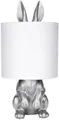BRUBAKER Nachttischlampe Tischleuchte Hase Gold oder Silber - Tischlampe mit Lampenschirm, ohne Leuchtmittel, Motiv Lampe mit Keramikfuß, Höhe 42 cm