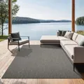 the carpet Mistra – Outdoor Teppich, Wetterfest, UV-beständig & pflegeleicht, für Balkon, Terrasse & Garten, auch für Wohnzimmer & Schlafzimmer geeignet, Anthrazit, 240 x 340 cm