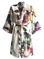 ESSENZA Kimono Fleur Ecru, L - 100% Baumwollsatin - Blumen Pfingstrosen Tulpen