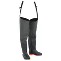vidaXL Watstiefel, Hüftstiefel für Angler Landwirte, Anglerstiefel Wasserfest Verstellbar, Fischerstiefel Wathose, Dunkelgrün Gr. 42