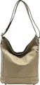 FLORENCE Schultertasche Florence Damen Echtleder Hobo Bag taupe (Schultertasche), Damen Leder Schultertasche, Shopper, taupe, beige ca. 37cm