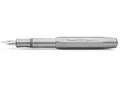 Kaweco STEEL SPORT Füllhalter I Premium Edelstahl Füllfederhalter für Tintenpatronen mit hochwertiger Stahlfeder I Luxus Füller aus gebürstetem Stainless Steel 13 cm I Federbreite: F (Fein)