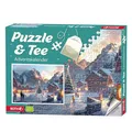 ROTH Puzzle & Bio-Tee Adventskalender „Eislaufen“, 24 Bio-Teebeutel & 1000-Teile Puzzle, Adventskalender für Tee- & Puzzlefans