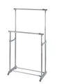 WENKO Kleiderständer Twin Bars, Garderobenständer zur Kleideraufbewahrung mit Rollen, verstellbaren Kleiderstangen und Ablage, Kunststoff/Metall, 88 x 100-168 x 11 - 49 cm, Chrom/Grau