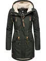 Ragwear Damen Mantel lange warme Winterjacke mit Teddyfell-Kapuze Elsie Intl Dark Olive22 Gr. XXL