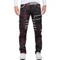 Cipo & Baxx 5-Pocket-Jeans Herren straight fit Biker Hose Mid Waist BA-CD636 (1-tlg) mit Nieten und Seitentaschen rot 31