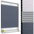 Woltu Plissee, verdunkelnd, verspannt, Klemmfix, Wabenplissees ohne Bohren blau 65 cm x 130 cm