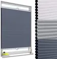WOLTU Wabenplissee ohne Bohren verdunkelung Thermo Doppelplissee Klemmfix Zweifarbig 65x130cm Blau-Weiß, Plissee Faltrollo Sonnen-, Sicht- & Schallschutz, Jalousie Plisseerollo für Fenster & Tür