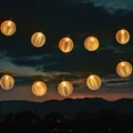 Solar Lichterkette 10 Rattan Lampions - 270cm - Garten Pavillon Deko Beleuchtung