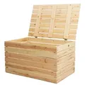 Grosse Holztruhe 80er Natur mit Deckel 80x50x39cm - Beige