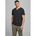 Jack & Jones T-Shirt SPLIT NECK TEE schwarz L (52)