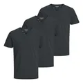 JACK & JONES 3er Pack Herren Shirts T-Shirts Kurzarmshirts JJESPLIT Neck Tee SS, Farbe:Schwarz, Artikel:-Black, Größe:L