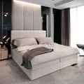 Masseno Boxspringbett PISA 180x200 cm Komplett-Set mit Bonell Matratze und Topper, Polsterbett mit Bettkästen -Creme, TILIA 03 - Creme