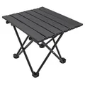 Camping Klapptisch schwarz mit Tragetasche - 40 x 35 cm - Universal Gartentisch mit einrollbarer Tischplatte - Schwarz