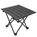 Camping Klapptisch schwarz mit Tragetasche - 40 x 35 cm - Universal Gartentisch mit einrollbarer Tischplatte - Outdoor Mehrzweck Tisch Reisetisch Picknicktisch Garten Reise Campingmöbel Zubehör