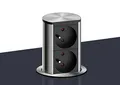 Elevator 2, Steckdosenelement, mit Schukosteckdosen. Versenkbar. Mit 2 Schukosteckdosen für Hängeschränke oder Arbeitsplatten. edelstahlfarbig, Material: Kunststoff, schwarz, Profil: Aluminium, Blenden: Edelstahl gestanzt und gebürstet,