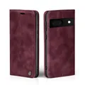 LBH Handyhülle für Google Pixel 8 in Weinrot mit Karten- und Geldfach Smartphone Hülle mit Standfunktion Flip Case Schutzhülle Magnetverschluss Vintage