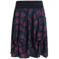 Vishes Jerseyrock Damen Ballon-Rock Knielang Pump-Rock Baumwolle Blüten-Muster Hippie, Retro Sytyle, Alternative Bekleidung schwarz 48