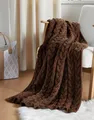 Kuscheldecke Wohndecke Couchdecke "Mocca" Strickmuster braun 127x152 Sofa Decke
