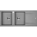 BADLAND Granitspüle Doppelbecken MEGALO 50x116 Grau mit langer Abtropffläche | Siphon im SET! - Grau