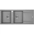 Granitspüle 2-Becken MEGALO Grau 50x116 mit Abtropffläche | inkl. Siphon!
