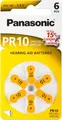 Panasonic PR10 Hörgerätebatterien PR-10/6LB, Hörgerätezellen Zink Air 6er Rad