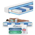 AM Qualitätsmatratzen Taschenfederkernmatratze, Weiß, Textil, Uni, H2, Füllung: Taschenfederkern, Rechteckig, 90x200 cm, Oeko-Tex® Standard 100, Bezug rundum abnehmbar, Schlafzimmer, Matratzen Shop, Matratzen, Taschenfederkernmatratzen