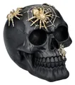 Totenkopf Figur mit Spinnen 11,5 cm - Schwarz Gold Schädel Deko