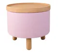 dasmöbelwerk Sitzhocker Molde Hocker Beistelltisch mit Tablett Ø50x40cm Rosa, abnehmbare Ablagefläche