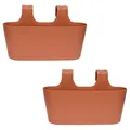 ENGELLAND 2 x Blumenkasten Oval Zum Hängen Blumentopf Balkonkasten Rotbraun