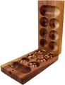 Brettspiel, Gesellschaftsspiel aus Holz - Kalaha mit Holzmurmeln - 5*25*12 cm