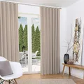 Beautissu 2er Set Thermovorhang Gardine 140x245 cm Sand – Thermogardine Set Kräuselband – Vorhang isolierend Kälte- & Hitzeschutz Universalband – Verdunkelnd Wohnzimmer, Schlafzimmer – Amelie TK
