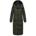 MARIKOO Damen Steppmantel Lang Stepp Wintermantel gefüttert Outdoor warm Winterjacke Parka Kapuze Firella
