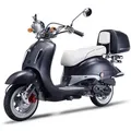 Motorroller Strada mit Top Case 50 ccm 45 km/h, Euro 5, mattschwarz, Sitzbank weiss, GT Union - Schwarz