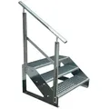 Kaminbau Mierzwa Außentreppe Premium Treppe Verzinkt mit oder ohne Geländer, für Geschosshöhen bis 57.00 cm, Stufen Gitterroststufen nach DIN 24531, (Höhe 57 cm, Stufenbreite und Geländerart wählbar), Gartentreppe Stahltreppe Wetterfest Rostfrei Feuer-Verzinkt Rutschfest silberfarben Ø 80.00 cm