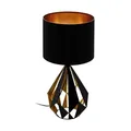 EGLO Tischlampe Carlton 5, 1 flammige Vintage Tischleuchte, Nachttischleuchte aus Metall und Stoff in Schwarz und Kupfer, E27 Fassung, inkl. Schalter