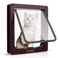 Sailnovo Katzenklappe 4-Way Magnetic Lock hundeklappe Haustiertüre Cat Flap große， 23.5*25*5.5cm Dog Cat Pet Door Flap Easy Install with Telescopic Frame with Heavy Duty Quiet Magnetic Frame, L braun…