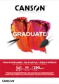 CANSON Graduate, Öl- & Acrylmalpapier, leicht aufgeraute Oberfläche, 290 g/m², an der kurzen Seite geleimter Block, DIN A4 21 x 29,7 cm, Naturweiß, 20 Blatt