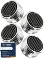 4 Stk Wasserhahn Aufsatz Strahlregler M24 Wasserfluss 5l/min - High Tech Anti Kalk Wasserhahn Sieb mit Kugelförmige Filter - Luftsprudler aus Verchromten Messing - Aufsatz Strahlregler für Wasserhähne