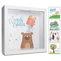 GLÜCKSWOLKE - Spardose Kinder, Motiv Wunscherfüller, Geldgeschenke Verpackung für Geburtstag, Geld Geschenk Geburt Baby, Sparschwein groß, 3D Bilderrahmen Sparkasse, Sparbüchse Junge Mädchen