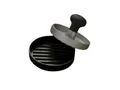 RÖSLE Burgerpresse, Hochwertige Fleischpresse zum einfachen Formen von Burgerpatties, ABS, Aluminium, 11 cm, spülmaschinengeeignet Schwarz / Silberfarben