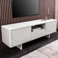 riess-ambiente TV-Board SAVOY 150cm weiß marmoriert Keramik mit Stauraum und 3D-Front Art Deco