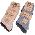 BRUBAKER Kuschelsocken warme dicke Alpaka Socken (Set, 4-Paar, mit Alpakawolle) Wintersocken für Damen und Herren beige|braun|grau 43-46