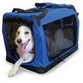 BruKa Tiertransportbox Bello Hundebox Hundetransportbox faltbar Autotransportbox Katzen Hunde blau 102 cm x 69 cm x 69 cm