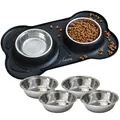 KaraLuna Napfunterlage aus Silikon mit Edelstahl Futternapf I Für Katzen & Hunde I Fressnapf Katze Futternapf Cat Bowl Hundenapf Katzenfressnapf Näpfe Station Napf Unterlage (400ml, Schwarz)