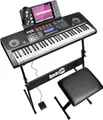 61 Key Touch Display Keyboard Piano Kit with Digital Bench Electric Stand Hea...